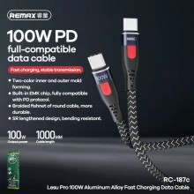 Remax Lesu Pro 100W Aluminum Alloy Fast Charging Data Cable   RC-187c C-C